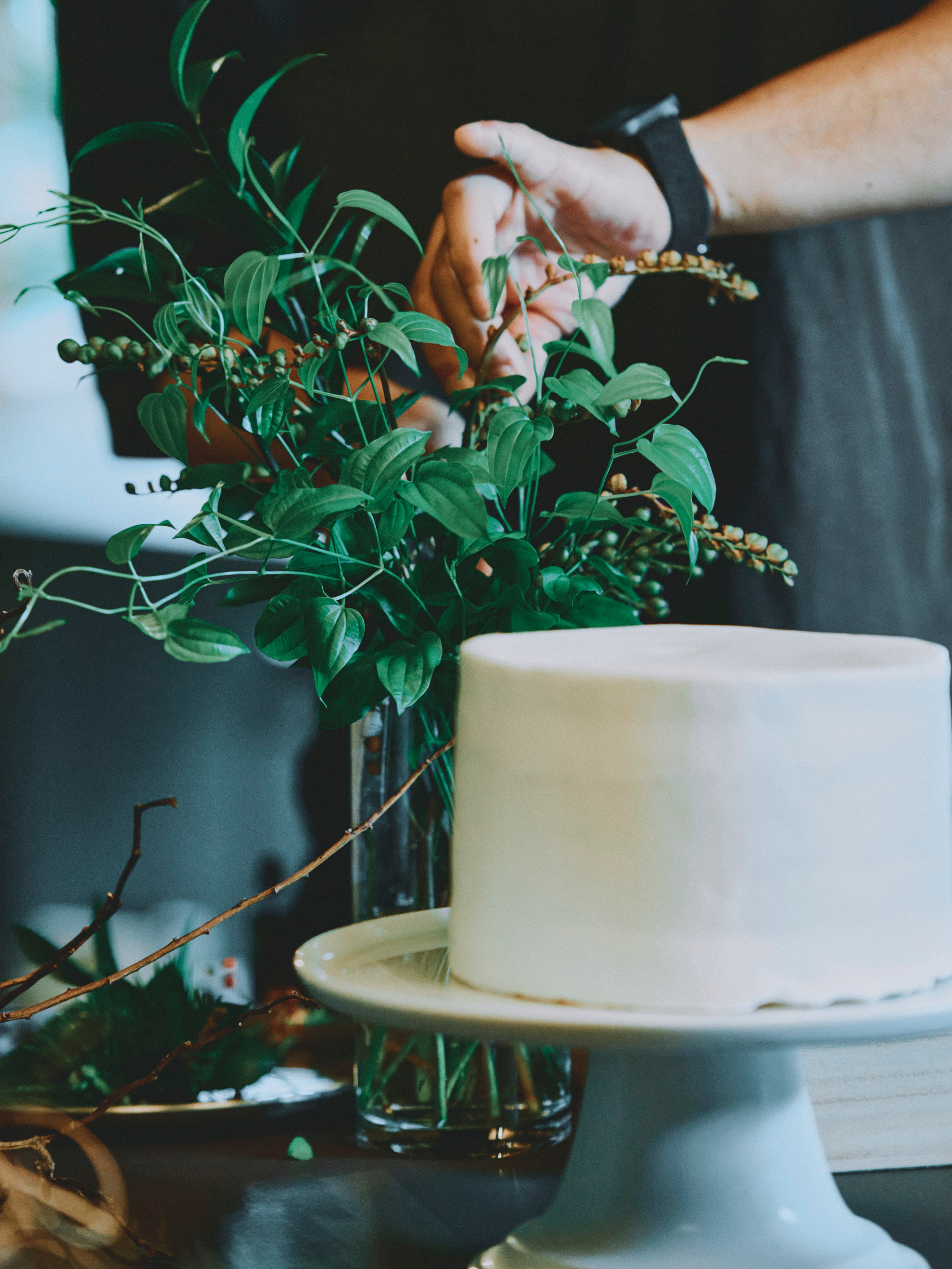 flowers and cake