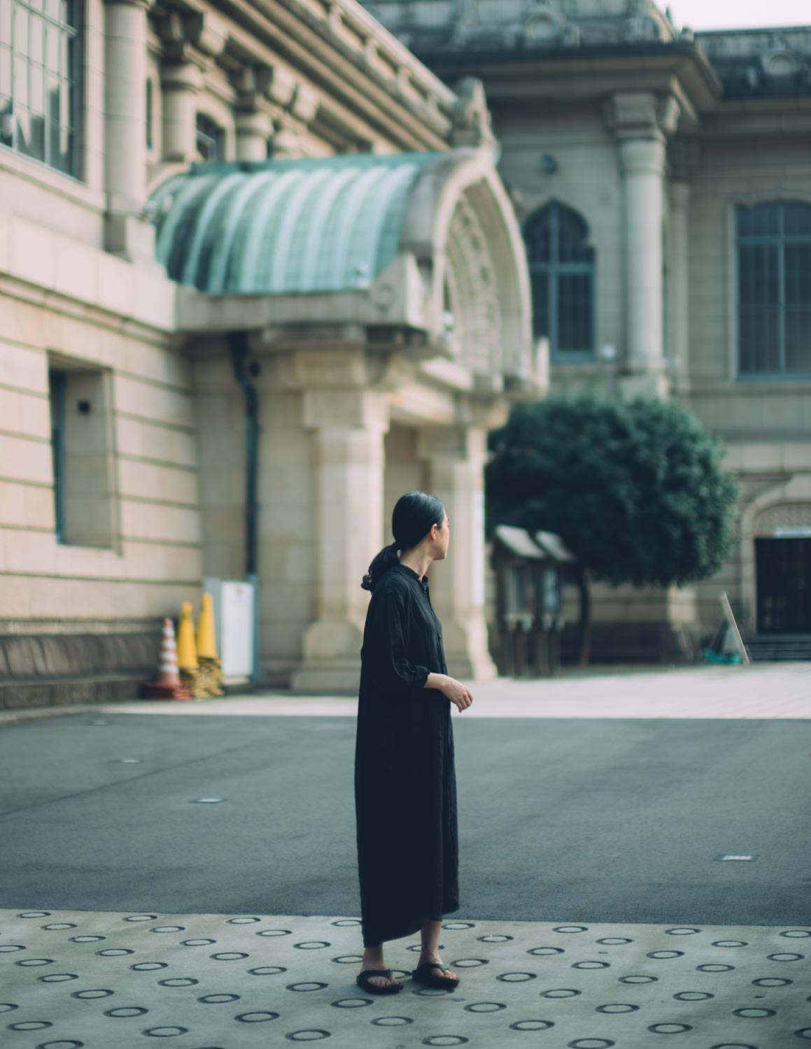 a woman looking back