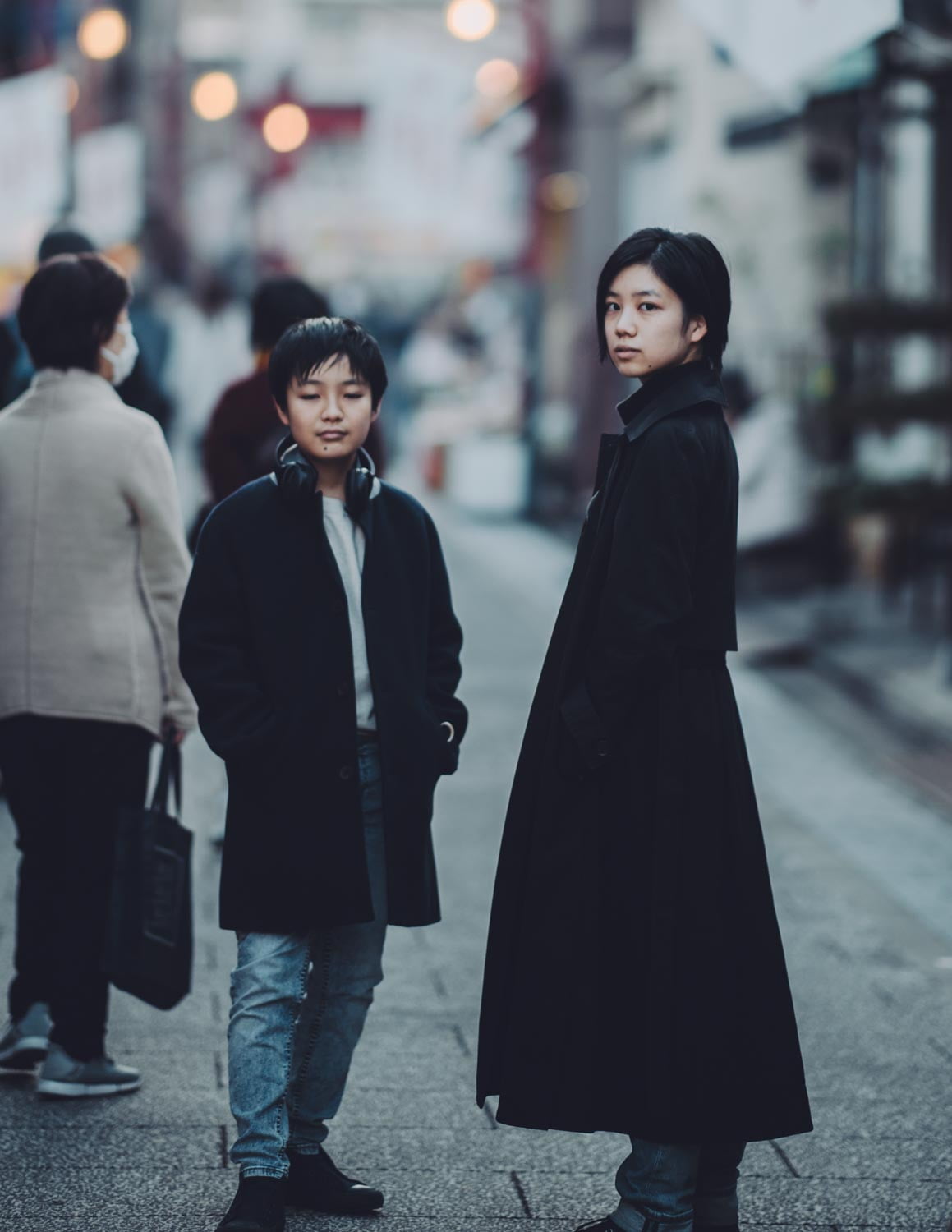 older sister and younger brother in Tokyo